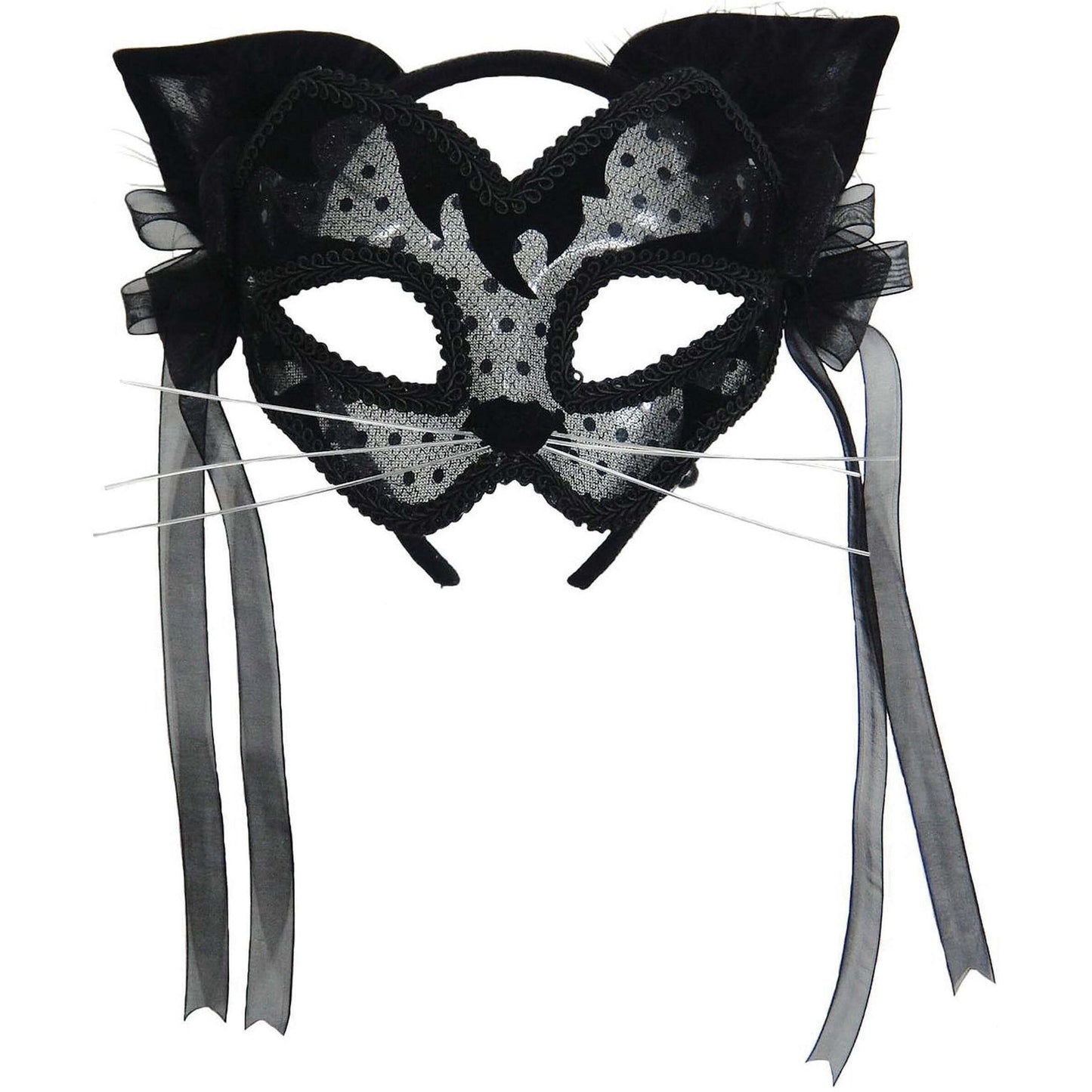 Womens Black Cat Ears Transparent Mask On Hband Eye Masks Female Halloween Costume 1