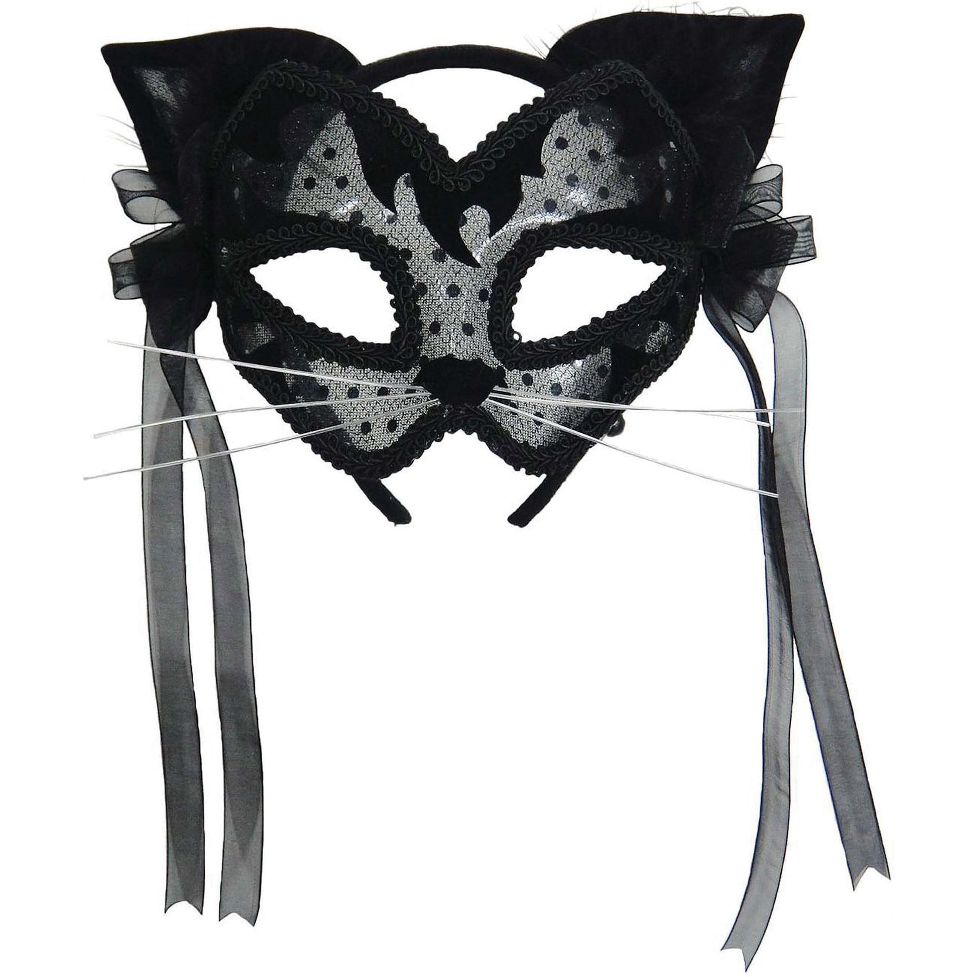 Womens Black Cat Ears Transparent Mask On Hband Eye Masks Female Halloween Costume 1