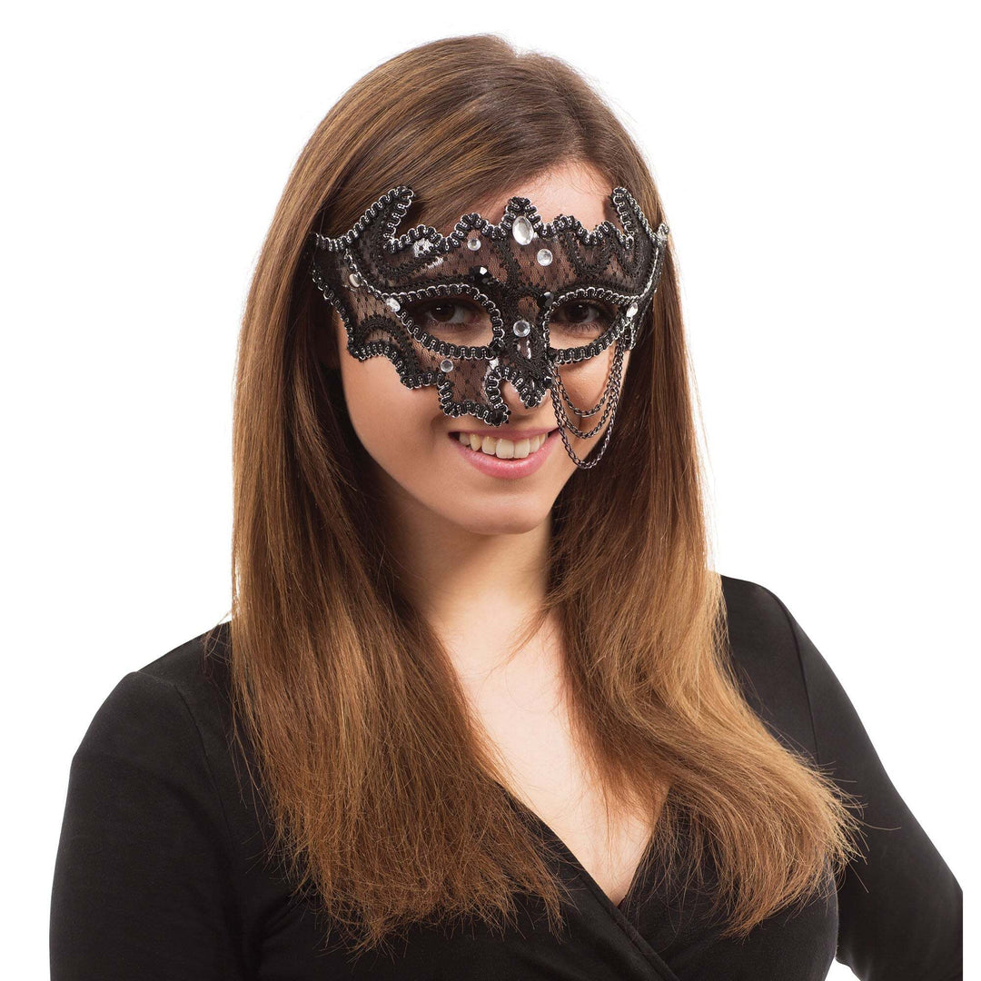 Black Decorative 3/4 Glass Frame Eye Mask 1