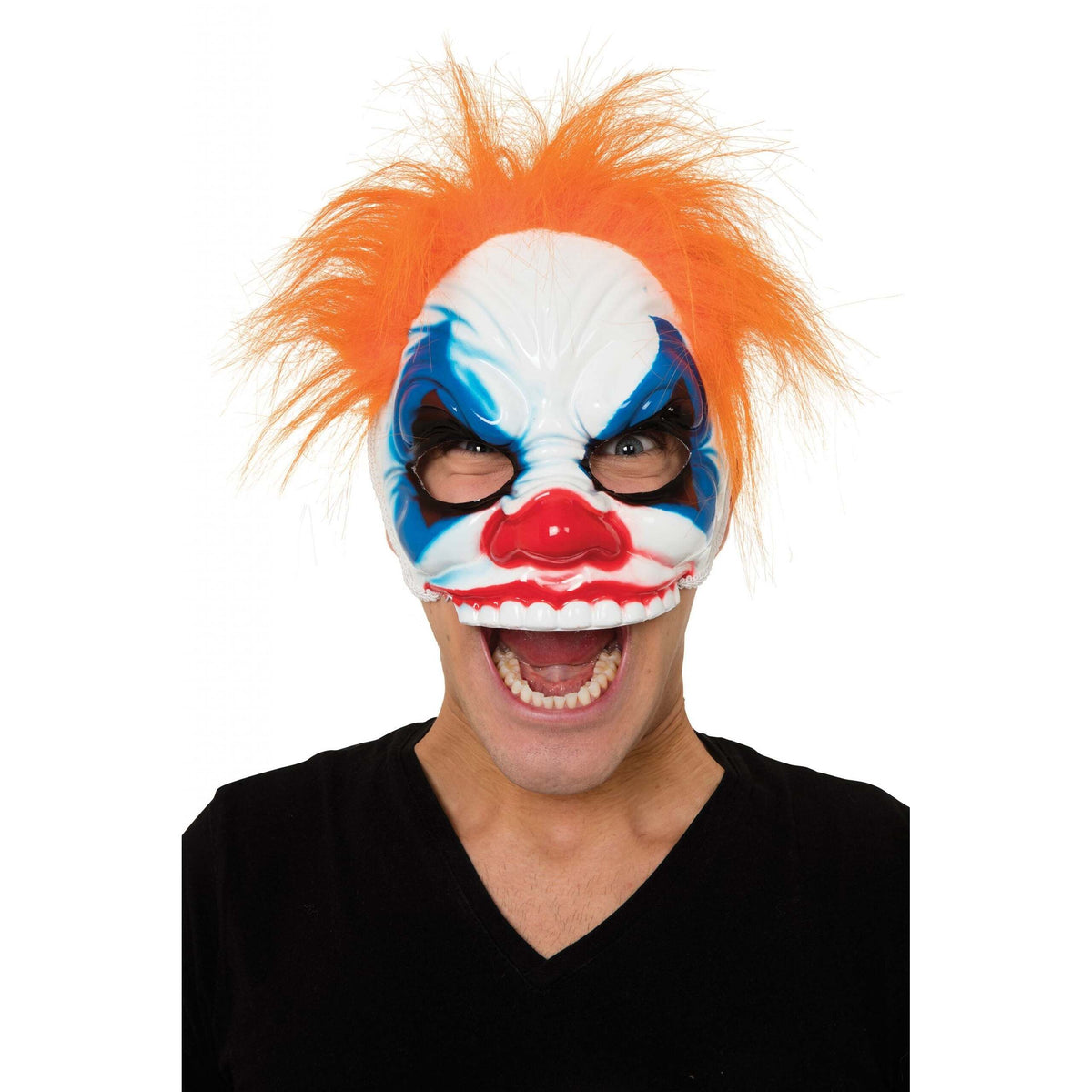 Clown Mask Half Face Orange Hair Glasses Frame 1