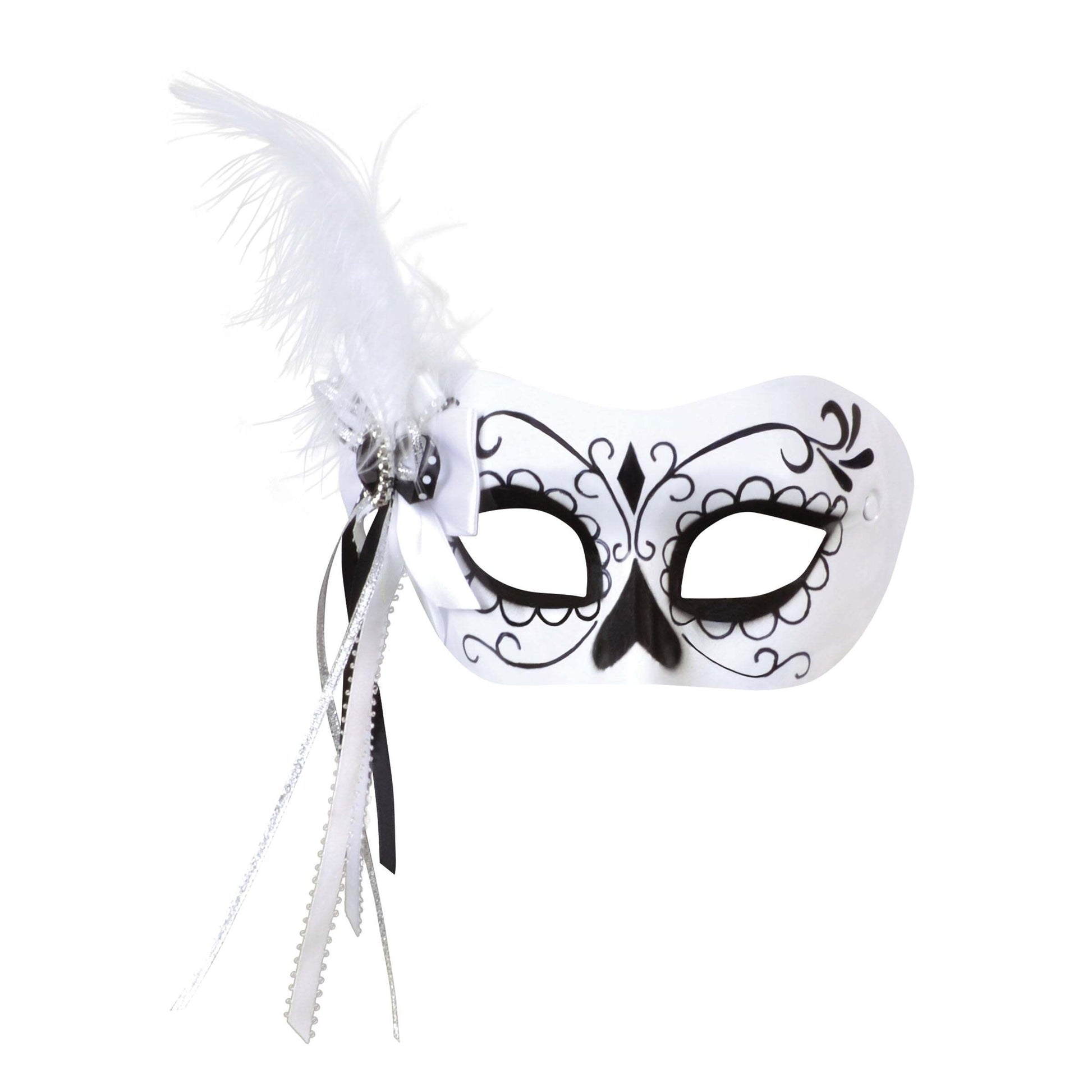 Calavera Mask With Side Feather Eye Masks Female 1