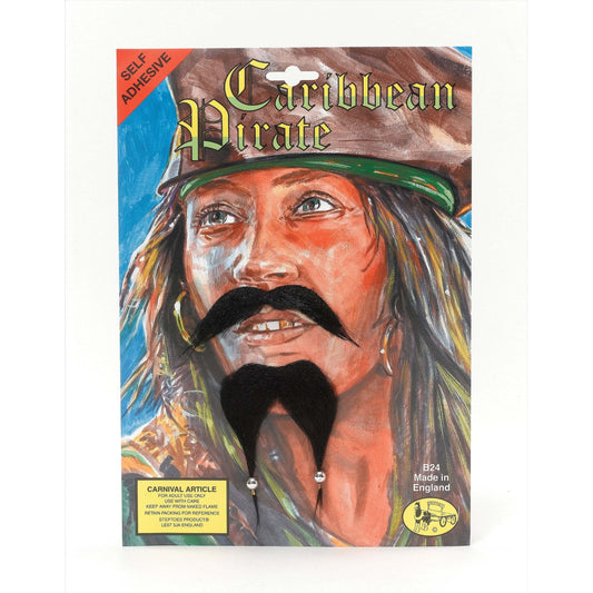 Mens Caribbean Pirate Beard & Tash Moustaches and Beards Male Halloween Costume 1