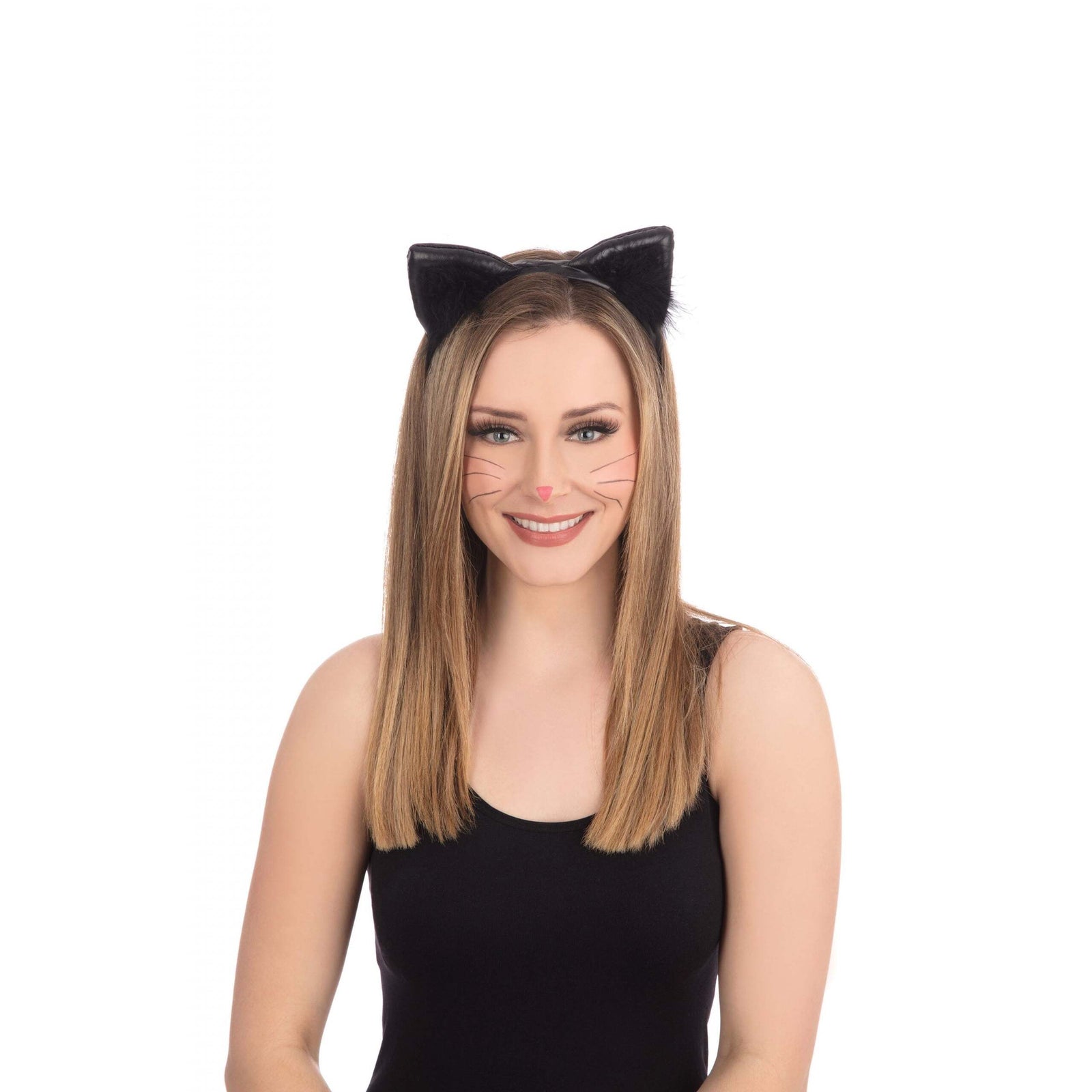 Black Vinyl Cat Ears on Headband 1