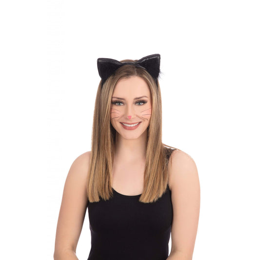 Black Vinyl Cat Ears on Headband 1
