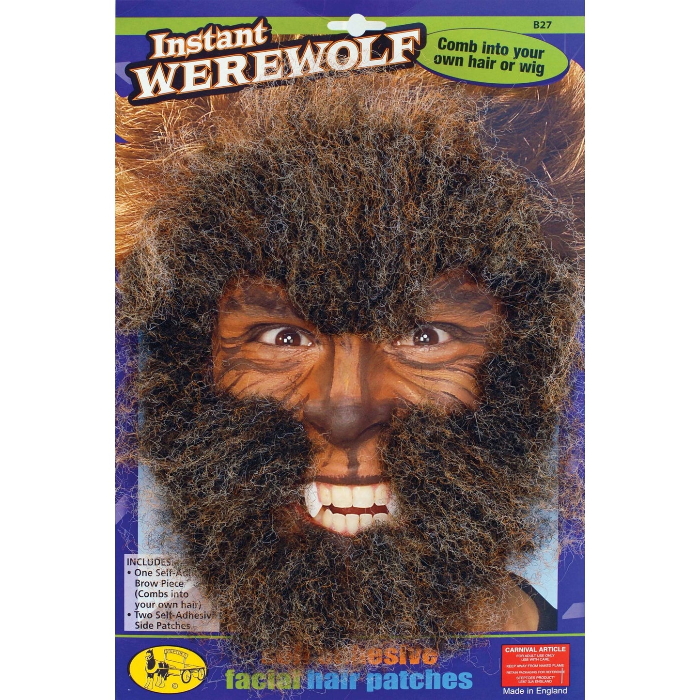 Mens Instant Werewolf Face Hair Kit Miscellaneous Disguises Male Halloween Costume 1