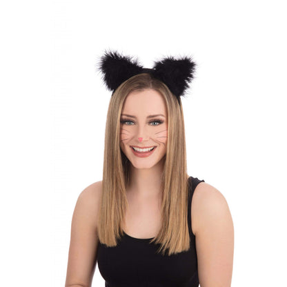 Cat Ears with Marabou on Headband 1