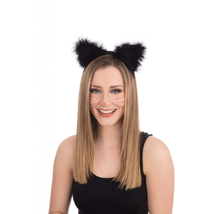 Cat Ears with Marabou on Headband 1