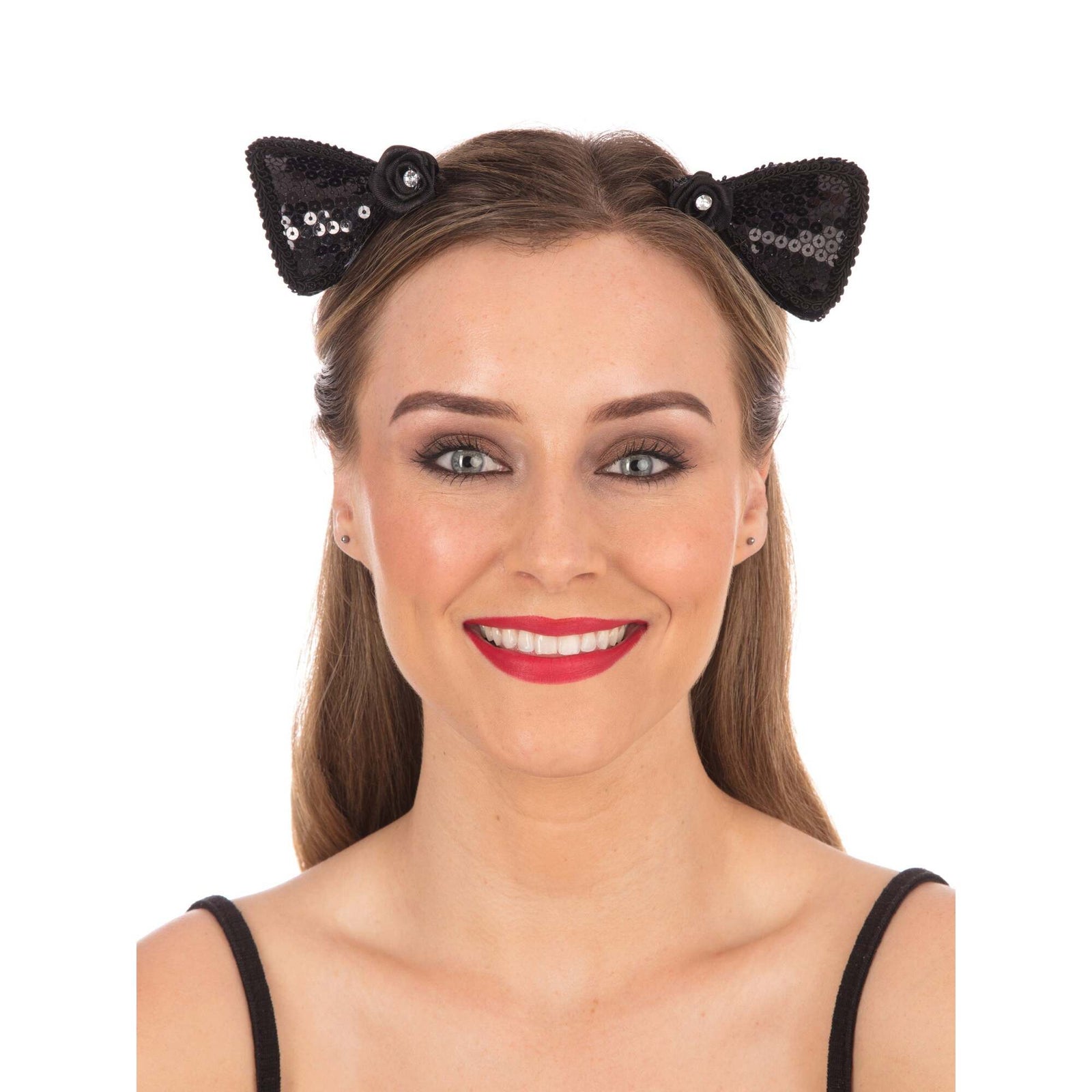 Cat Ears On Hair Clips Black Sequin 1
