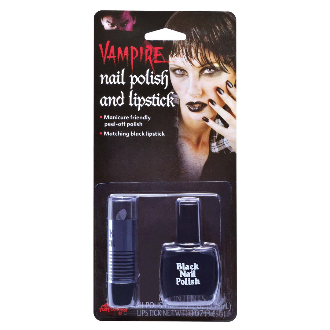 Black Nail Polish &amp; Lipstick Make Up Unisex 1