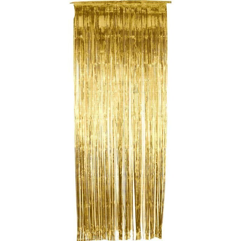 Tinsel Curtain Gold Christmas Party Decoration 91 x 244cm 1