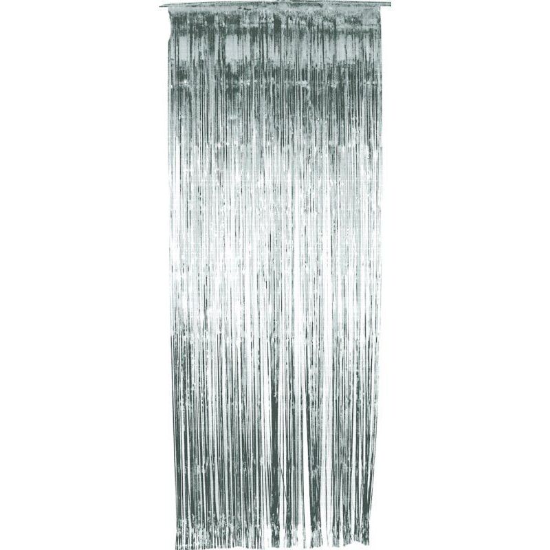 Tinsel Curtain Silver Christmas Party Decoration Shimmer 91 x 244cm 1