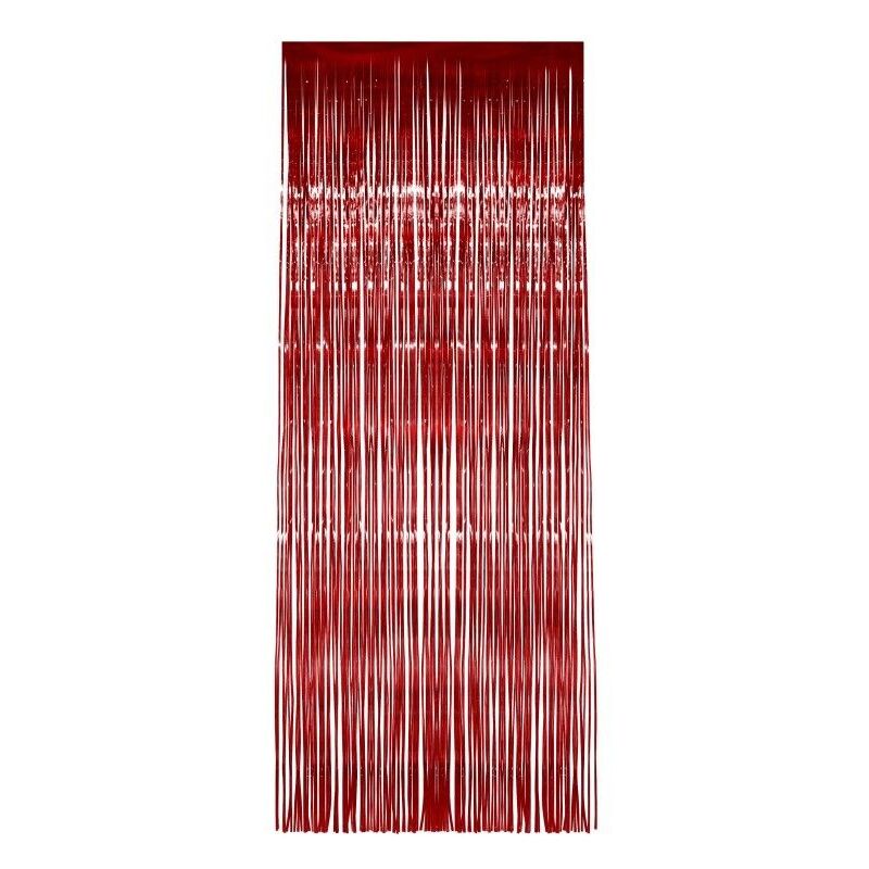 Tinsel Curtain Red Christmas Party Decoration Shimmer 91 x 244cm 1
