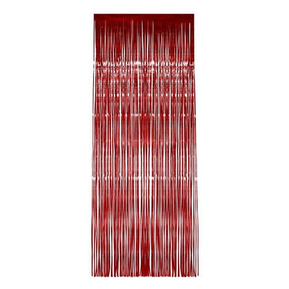Tinsel Curtain Red Christmas Party Decoration Shimmer 91 x 244cm 1