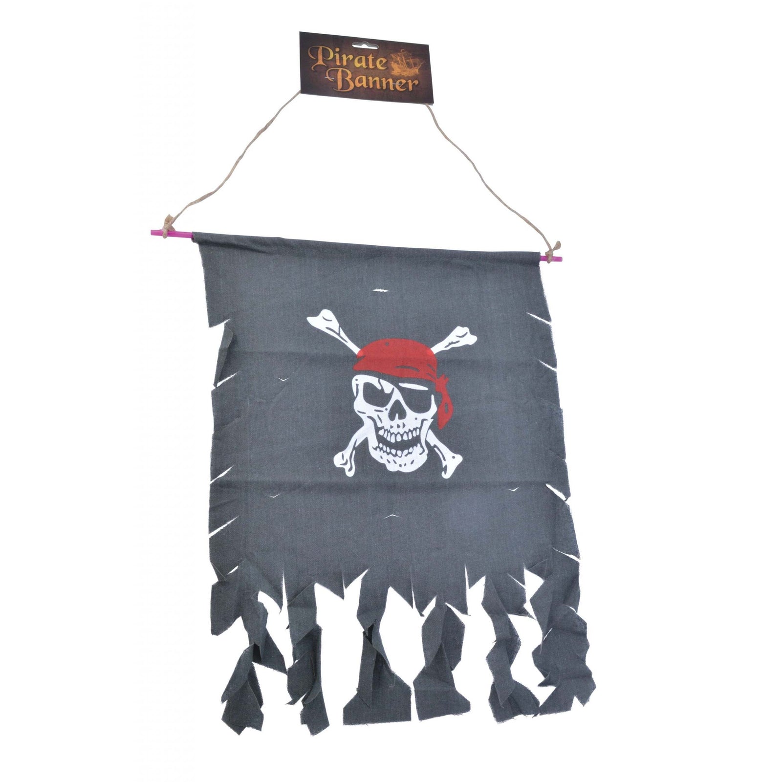Pirate Banner Distressed Fabric Black Flag Skull Crossbones 1