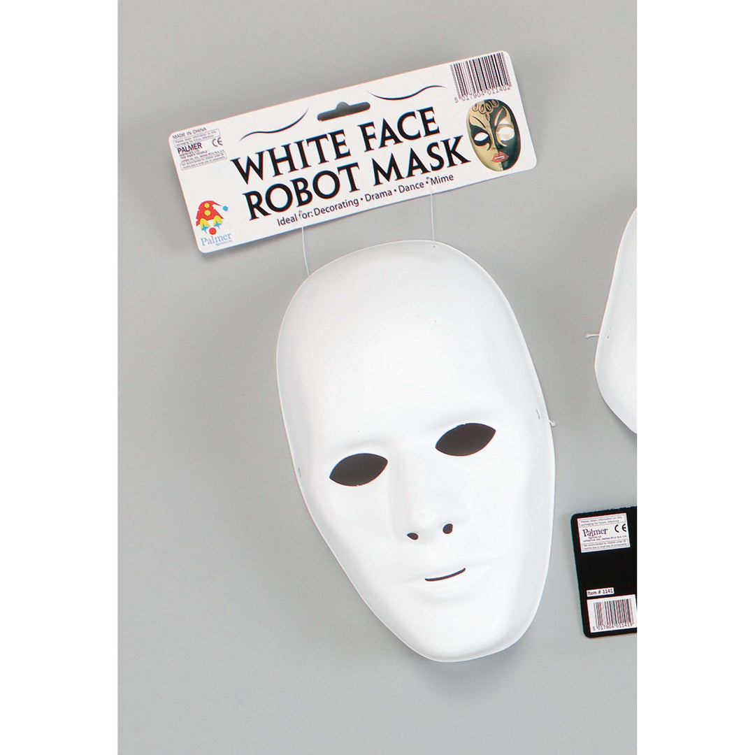 Robot Male Face Mask White Masquerade Eyemask 1