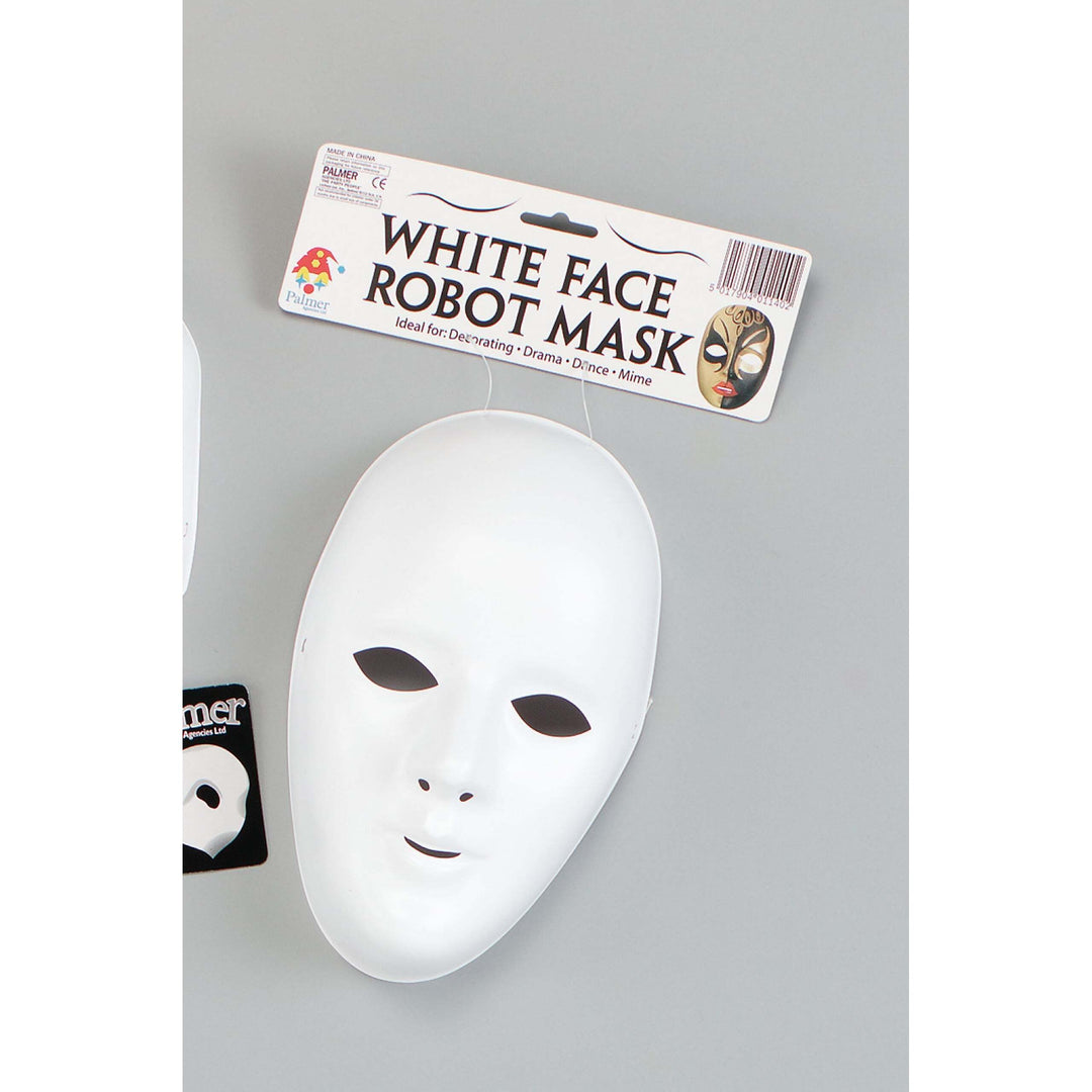 Womens Deluxe Female Face Mask White Plastic Masks Cardboard Halloween Costume 1