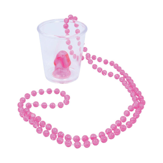 Mens Willy Shotglass Necklace 90cm Pink Saucy Goods Male Halloween Costume 1