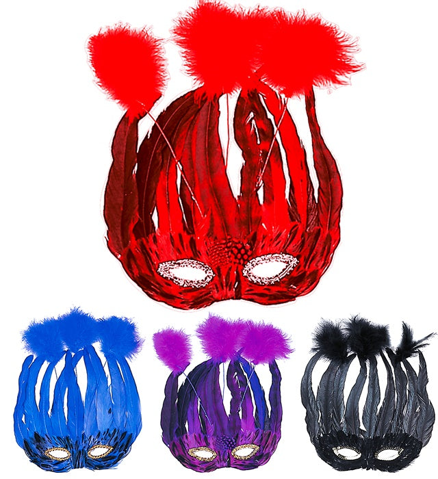 Lido Feather Mask 4 Colors Ass.