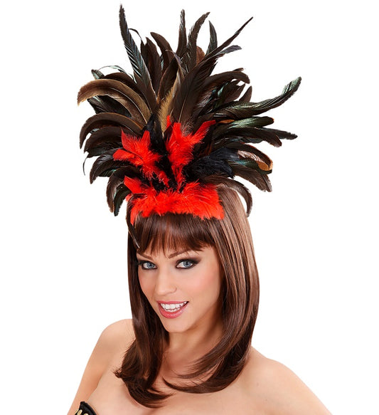 Copacabana Feathered Headband - Black/Red