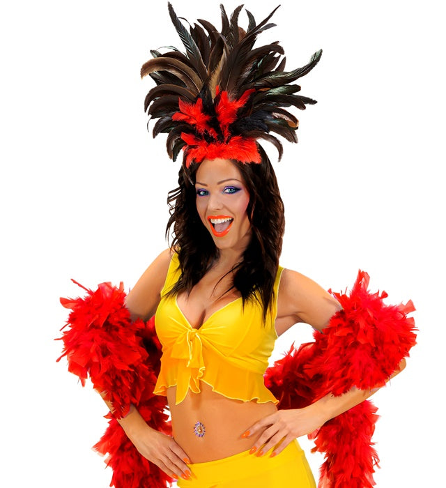 Copacabana Feathered Headband - Black/Red
