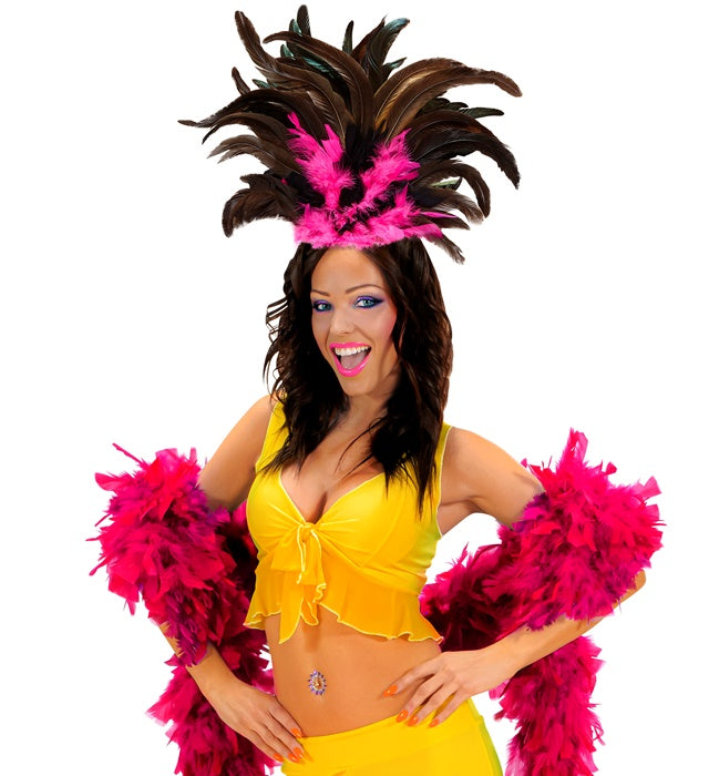 Copacabana Feathered Headband - Black/Pink