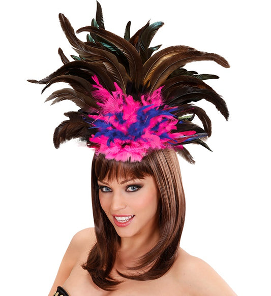 Copacabana Feathered Headband - Black/Pink-Blue