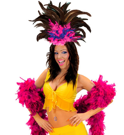 Copacabana Feathered Headband - Black/Pink-Blue