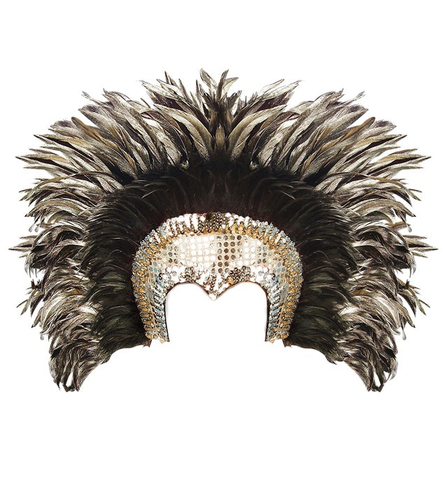 Feathered Cabaret Headdress - Silver
