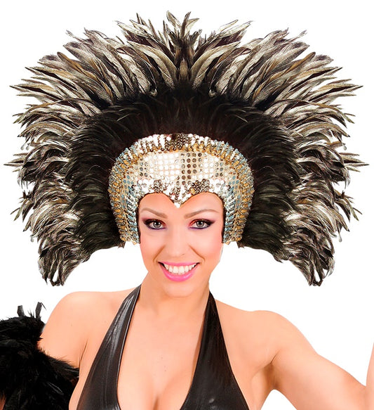 Feathered Cabaret Headdress - Silver