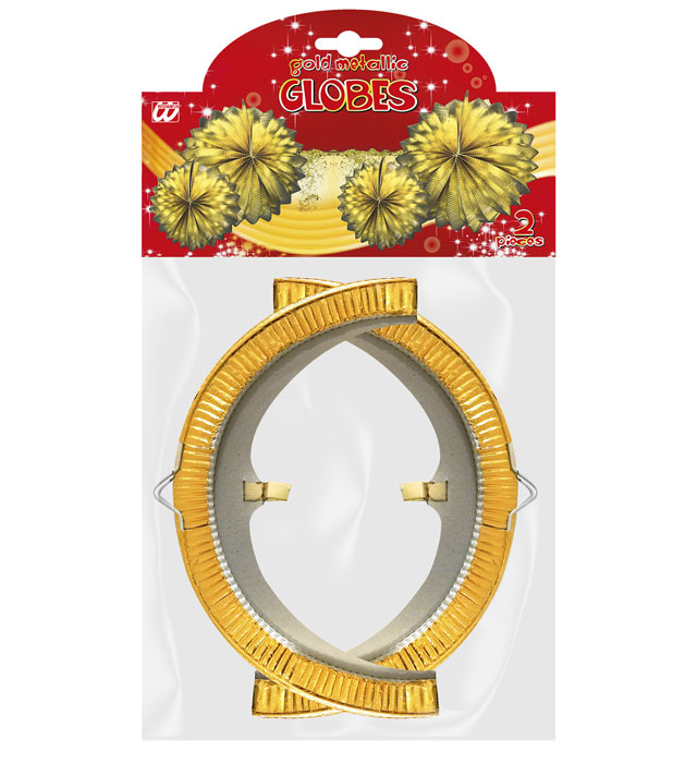 Set Of 2 Gold Metallic Globes 25 Cm
