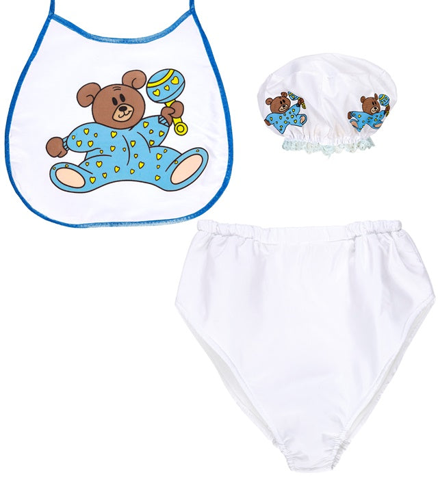 Blue Baby Dress-Up Set  Bonnet, Bib, Giant Diaper 