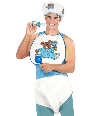 Blue Baby Dress-Up Set  Bonnet, Bib, Giant Diaper 