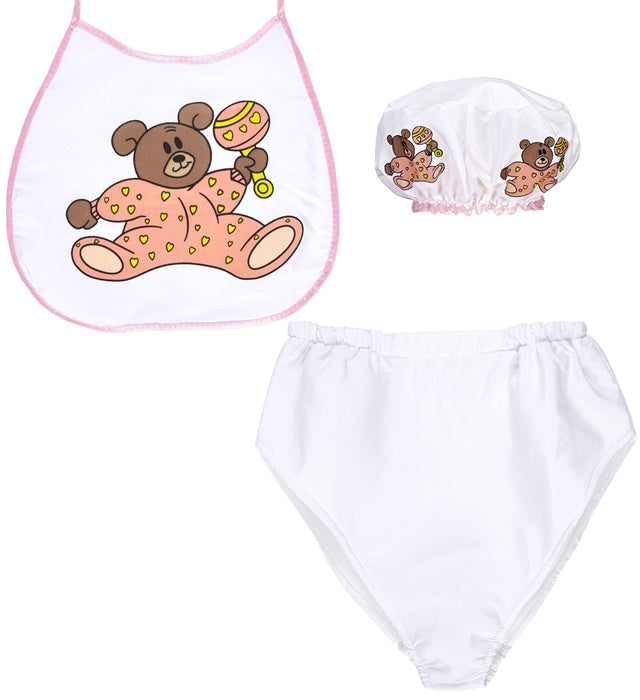 Pink Baby Dress-Up Set  Bonnet, Bib, Giant Diaper 