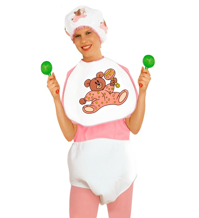 Pink Baby Dress-Up Set  Bonnet, Bib, Giant Diaper 