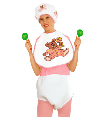Pink Baby Dress-Up Set  Bonnet, Bib, Giant Diaper 