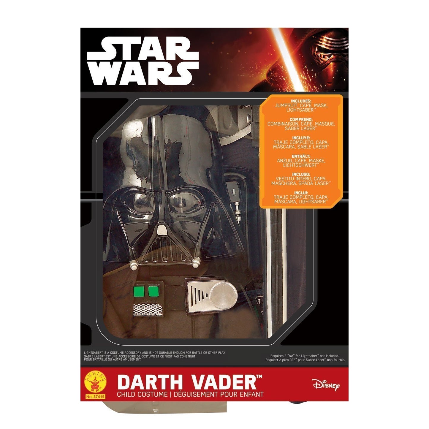 Darth Vader Boxed Childrens Star Wars Costume 1