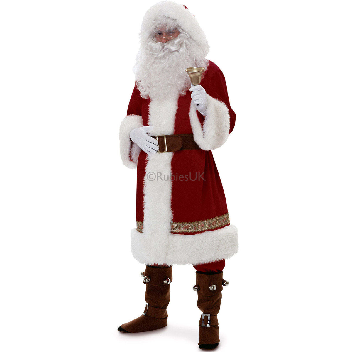 Old Time Santa With Hood Red Christmas Costume 1