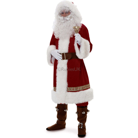 Old Time Santa With Hood Red Christmas Costume 1