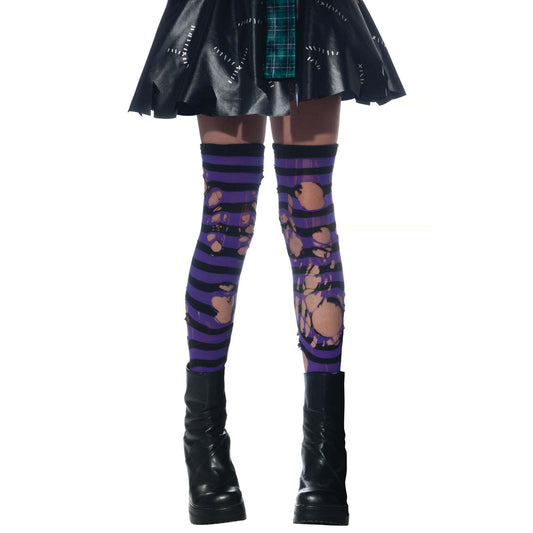 Purple Striped Tights Costume 1