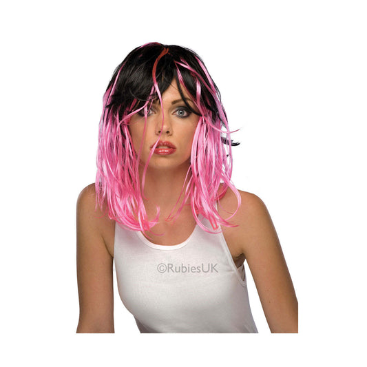 Two Tone Streak Wig Pink Costume 1