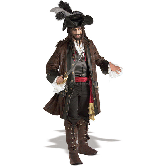 Caribbean Pirate Collector's Edition Mens Brown Jack Sparrow Costume 1