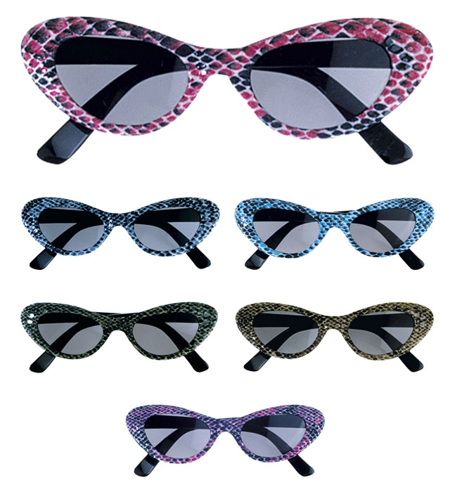Snake Glasses With Cat Eye Lenses - 6 Colors Ass.
