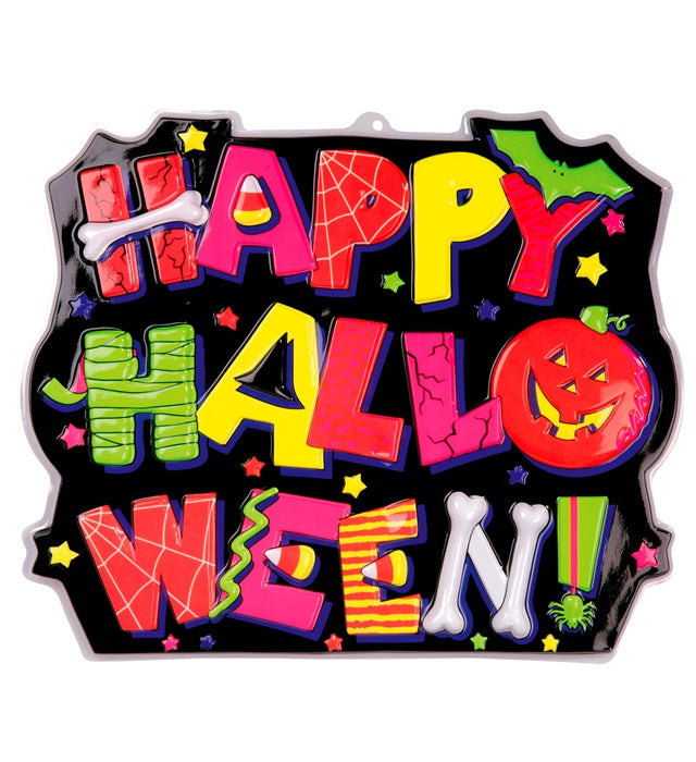 3D Neon Happy Halloween Sign 45X53 Cm