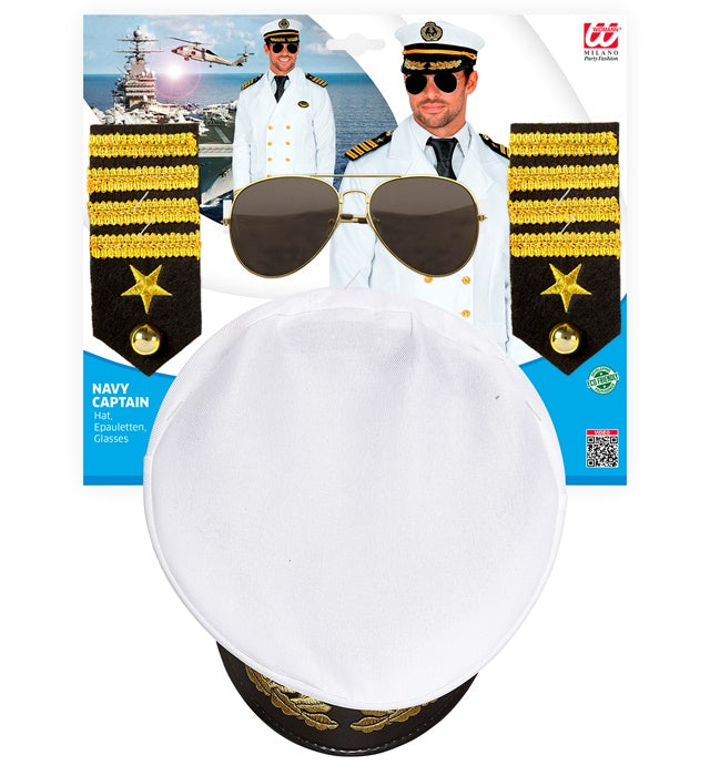 Navy Captain  Hat, Epauletten, Glasses 