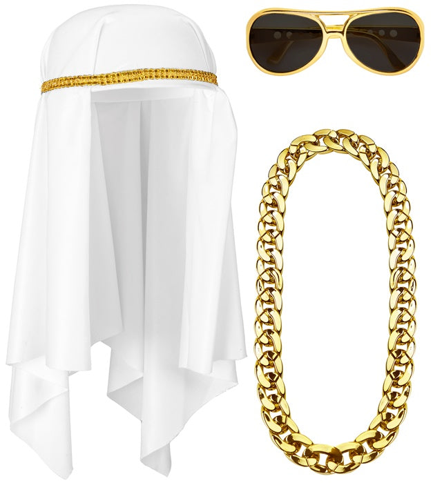 Arab Sheik  Headdress, Necklace, Glasses 