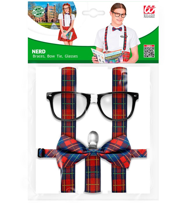Nerd  Braces, Bow Tie, Glasses 