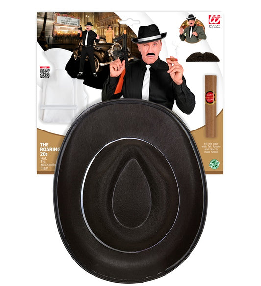 The Roaring 20S Fashion  Hat, Tie, Moustache, Cigar 
