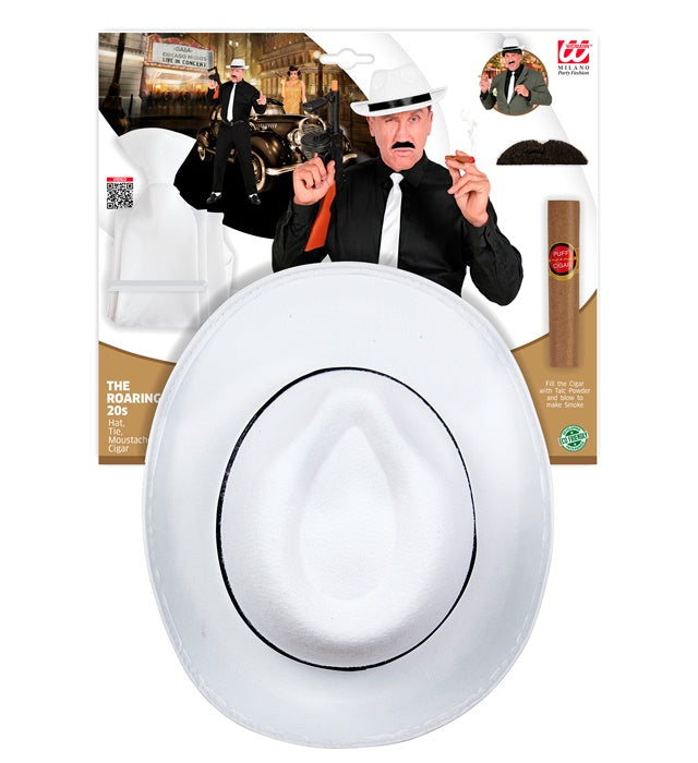 The Roaring 20S Fashion  Hat, Tie, Moustache, Cigar 