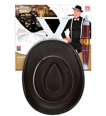 Gangster  Hat, Braces, Bow Tie, Cigar 