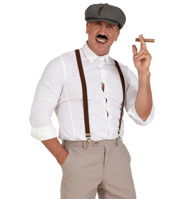 The Roaring 20S Fashion  Cap, Braces, Moustache, Cigar 